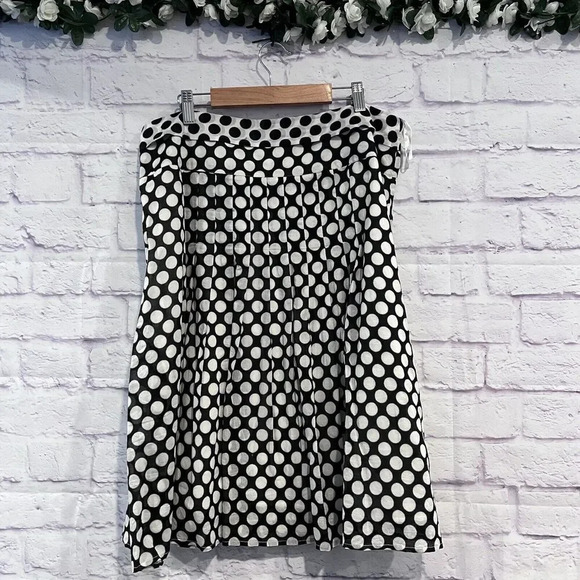 Alfani Size 10 Cotton A-Line Skirt Polka Dot Skirt Lined Pleated - Picture 2 of 9